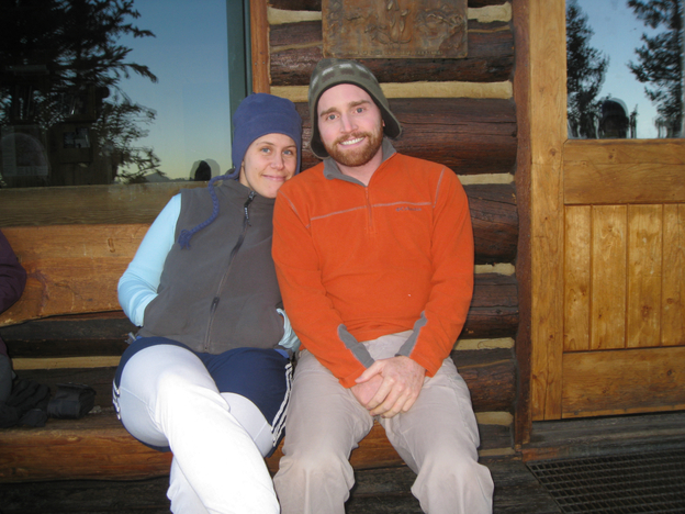 On the deck of the hut